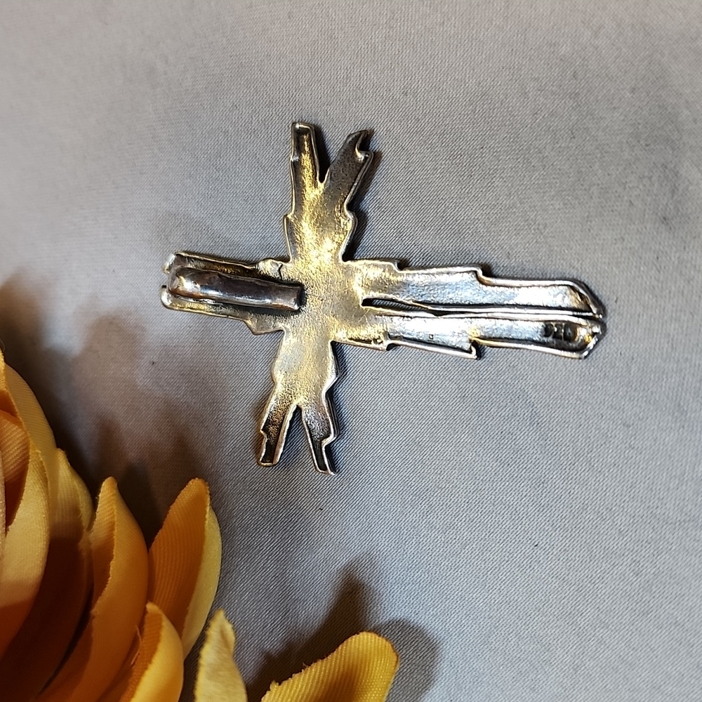 925 Sterling Silver Solid Cross Charm - image 3